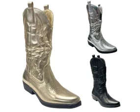 Embroidered Western Cowboy Mid Calf Boots