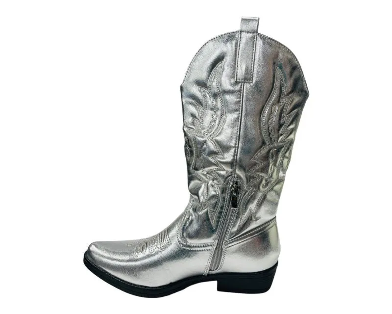 Embroidered Western Cowboy Mid Calf Boots