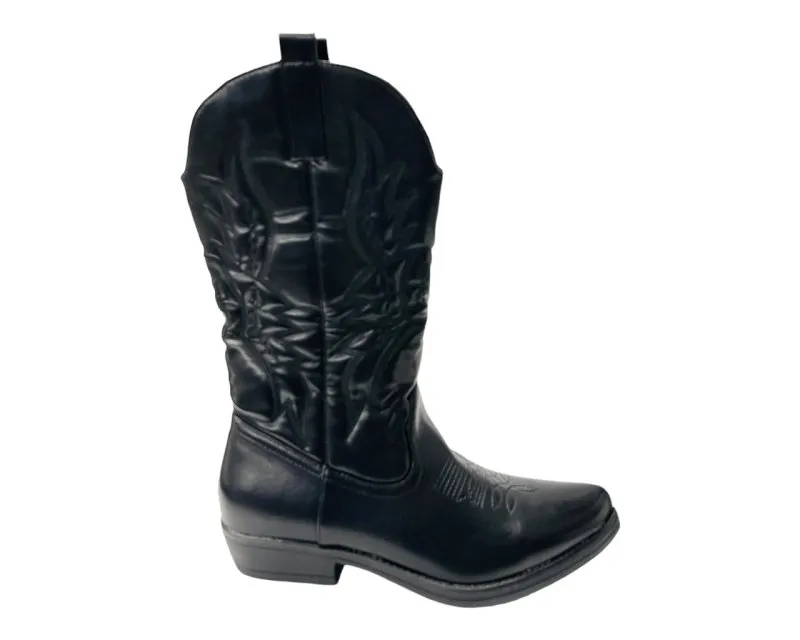 Embroidered Western Cowboy Mid Calf Boots