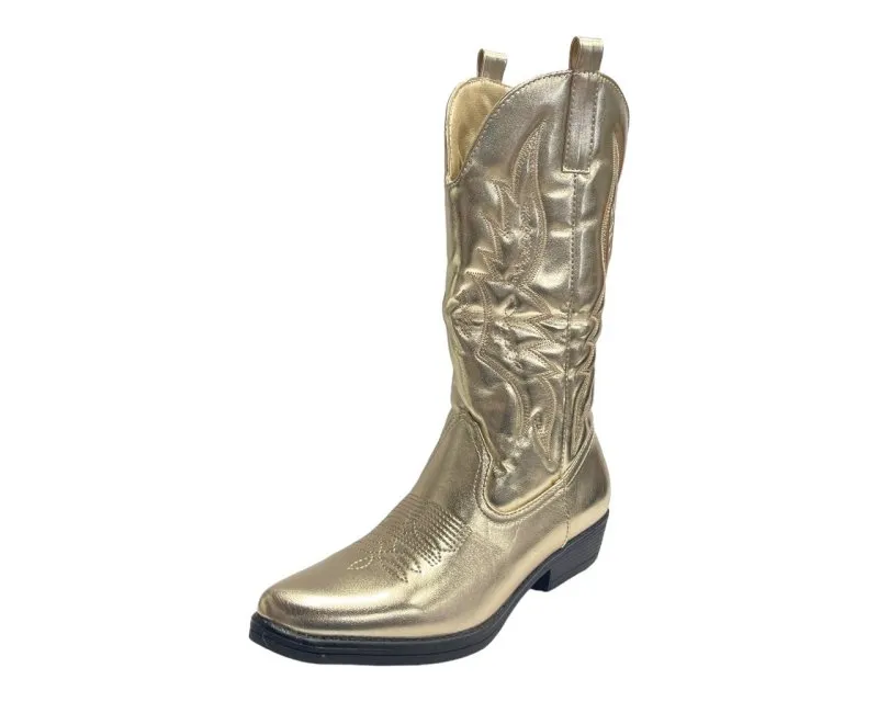 Embroidered Western Cowboy Mid Calf Boots