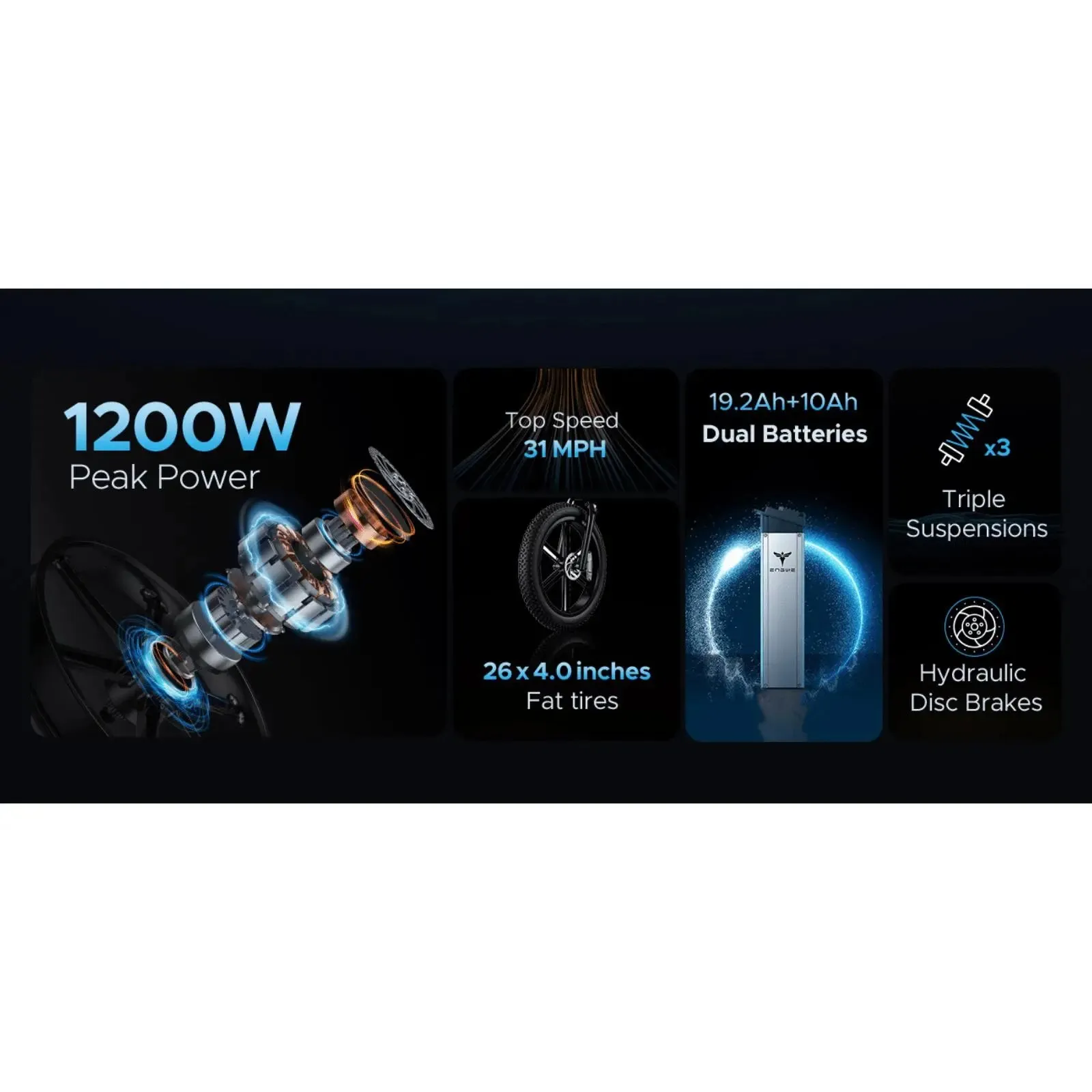 Engwe X26 All Terrain Fat Tyre Folding Electric Bike 1000W