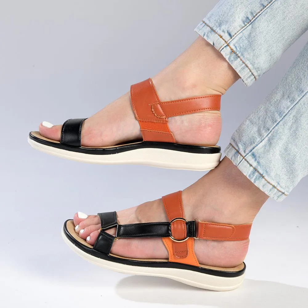 Franco Rossi Triangle Action Sandals - Black Multi