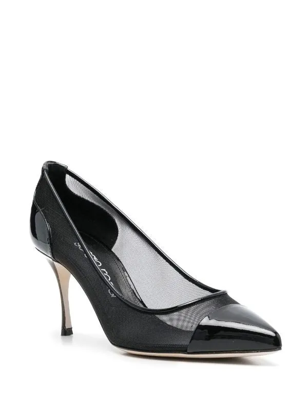 Godiva Mesh Patent Black Pump