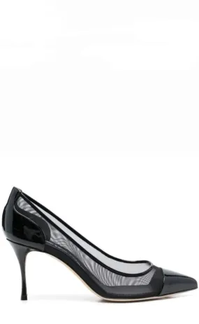 Godiva Mesh Patent Black Pump