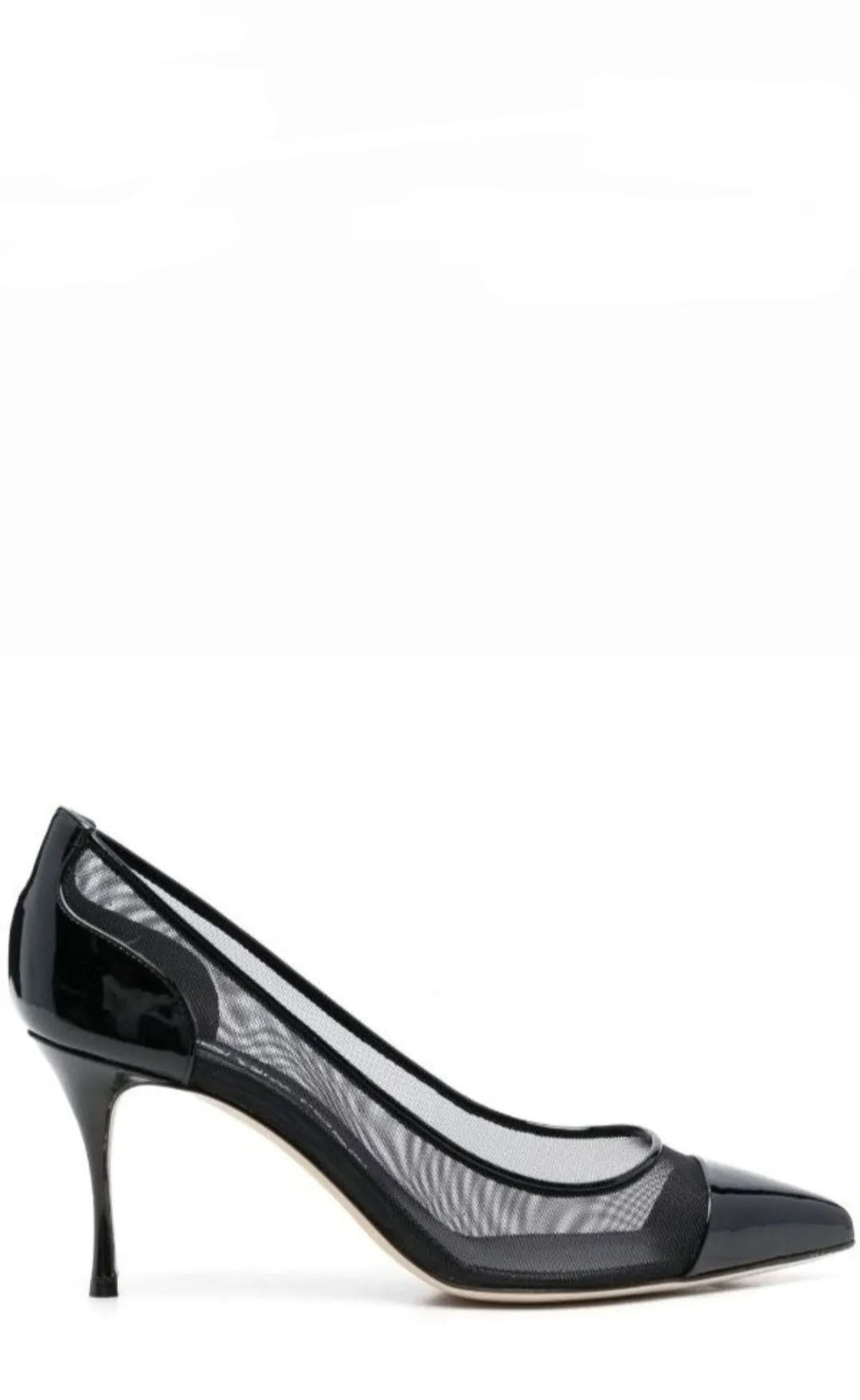 Godiva Mesh Patent Black Pump