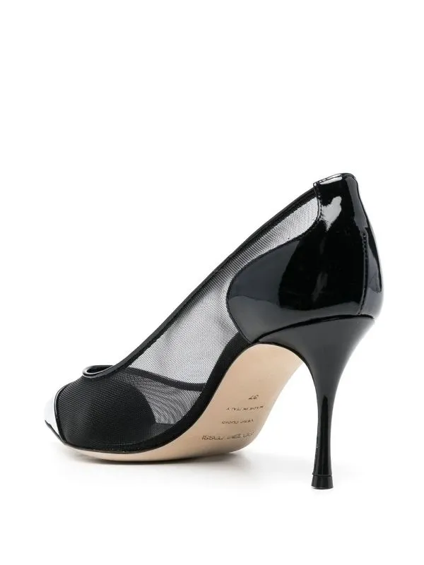 Godiva Mesh Patent Black Pump