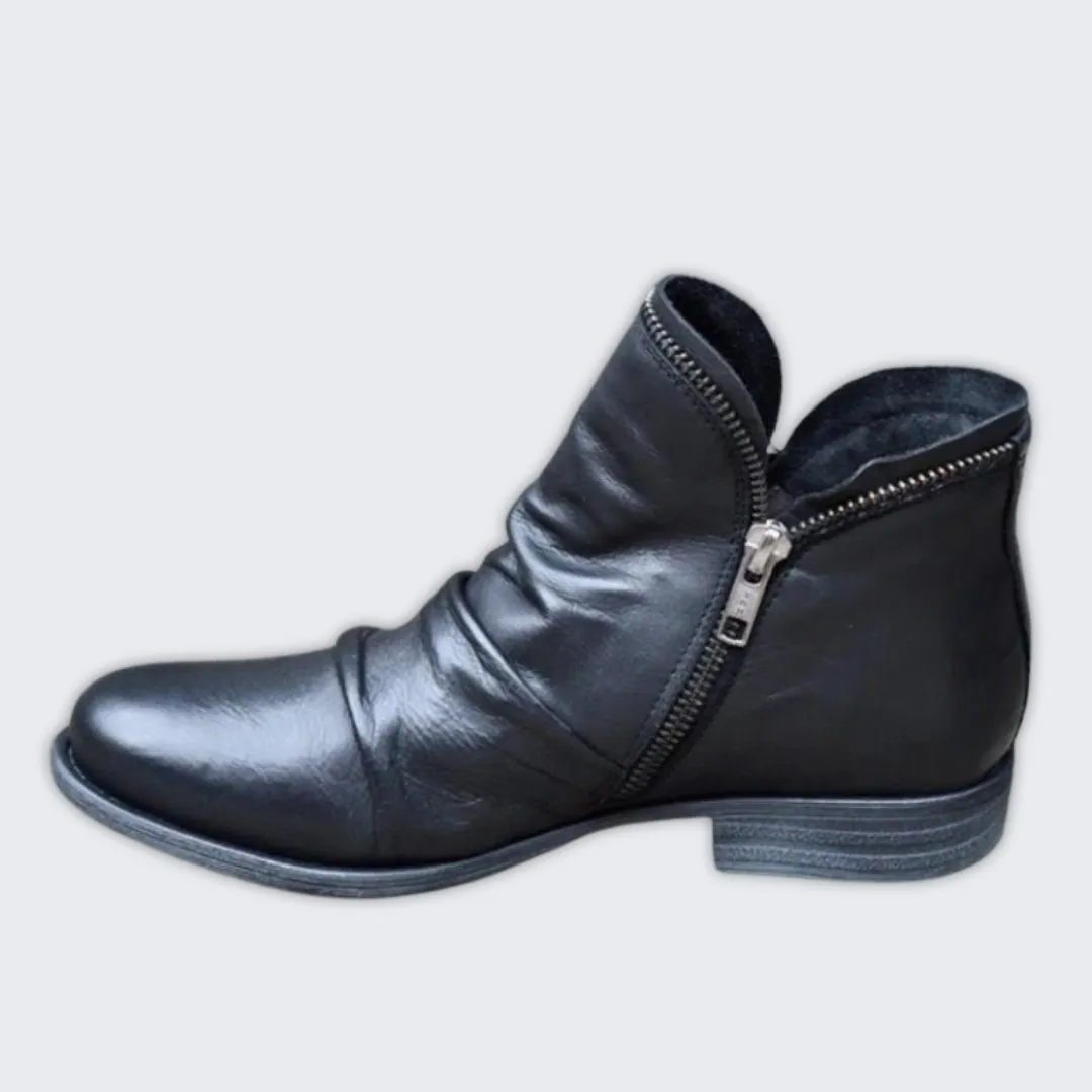 Ingrid Women's Stylish Leather Boots - Autumn/Winter Collection 2024 with Comfortable Zipper Design