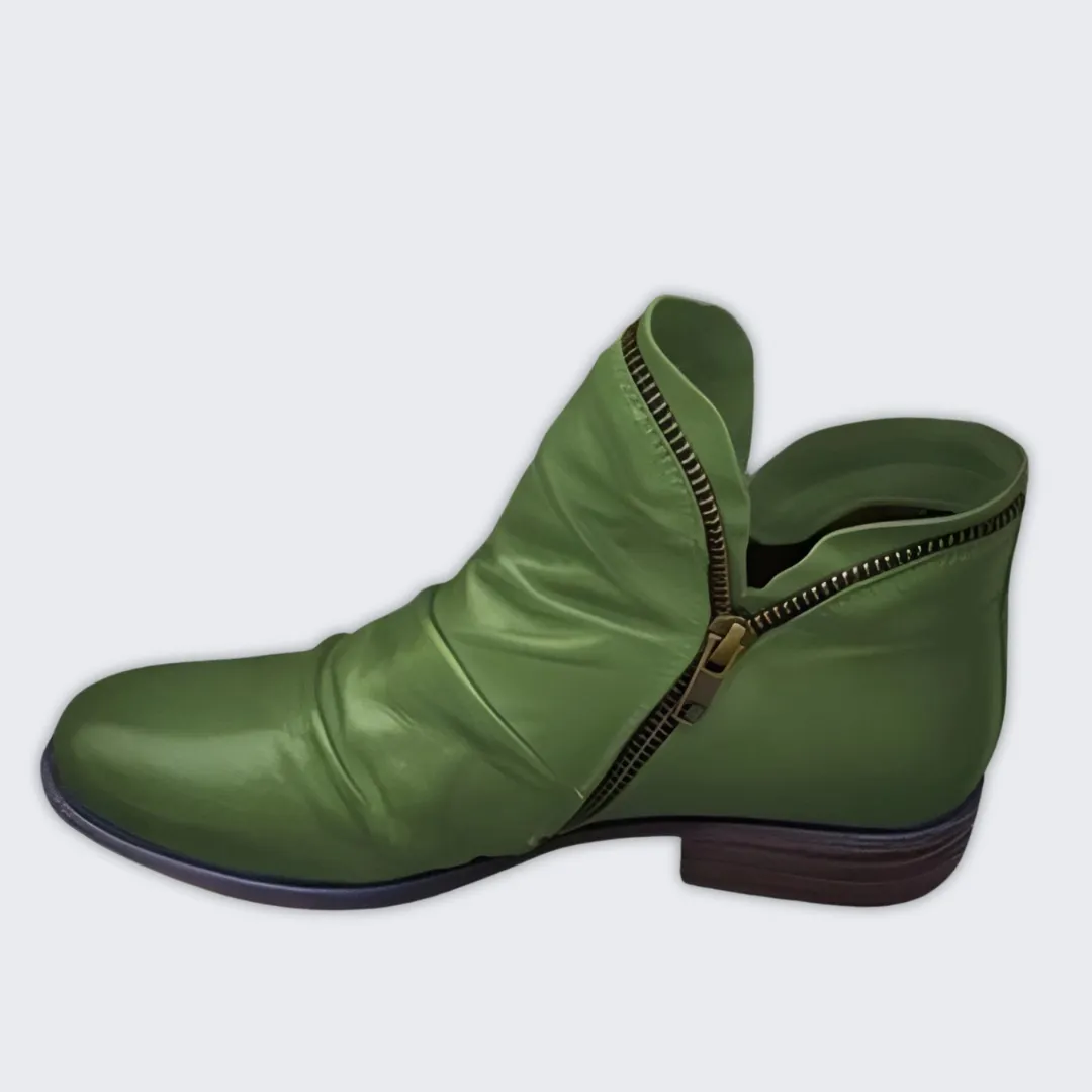 Ingrid Women's Stylish Leather Boots - Autumn/Winter Collection 2024 with Comfortable Zipper Design