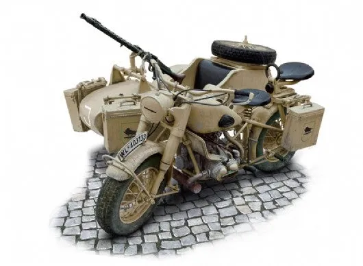 Italeri Military 1/9 BMW R75 German Military Motorcycle w/Sidecar Kit