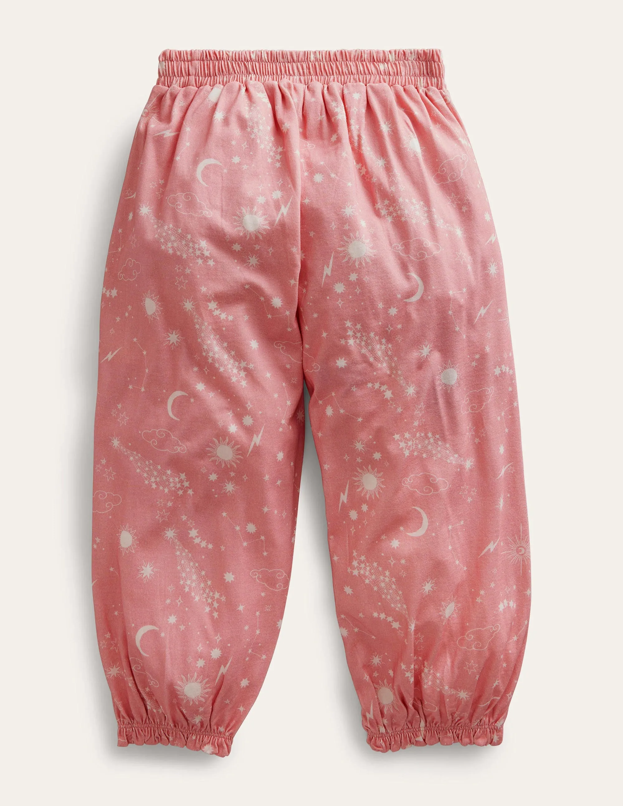 Jersey Harem Trousers-Peach Punch Pink Stars