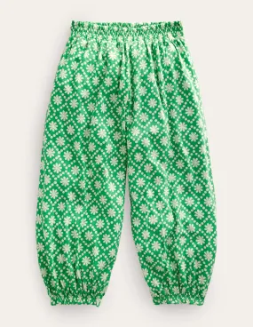 Jersey Harem Trousers-School Green Daisies