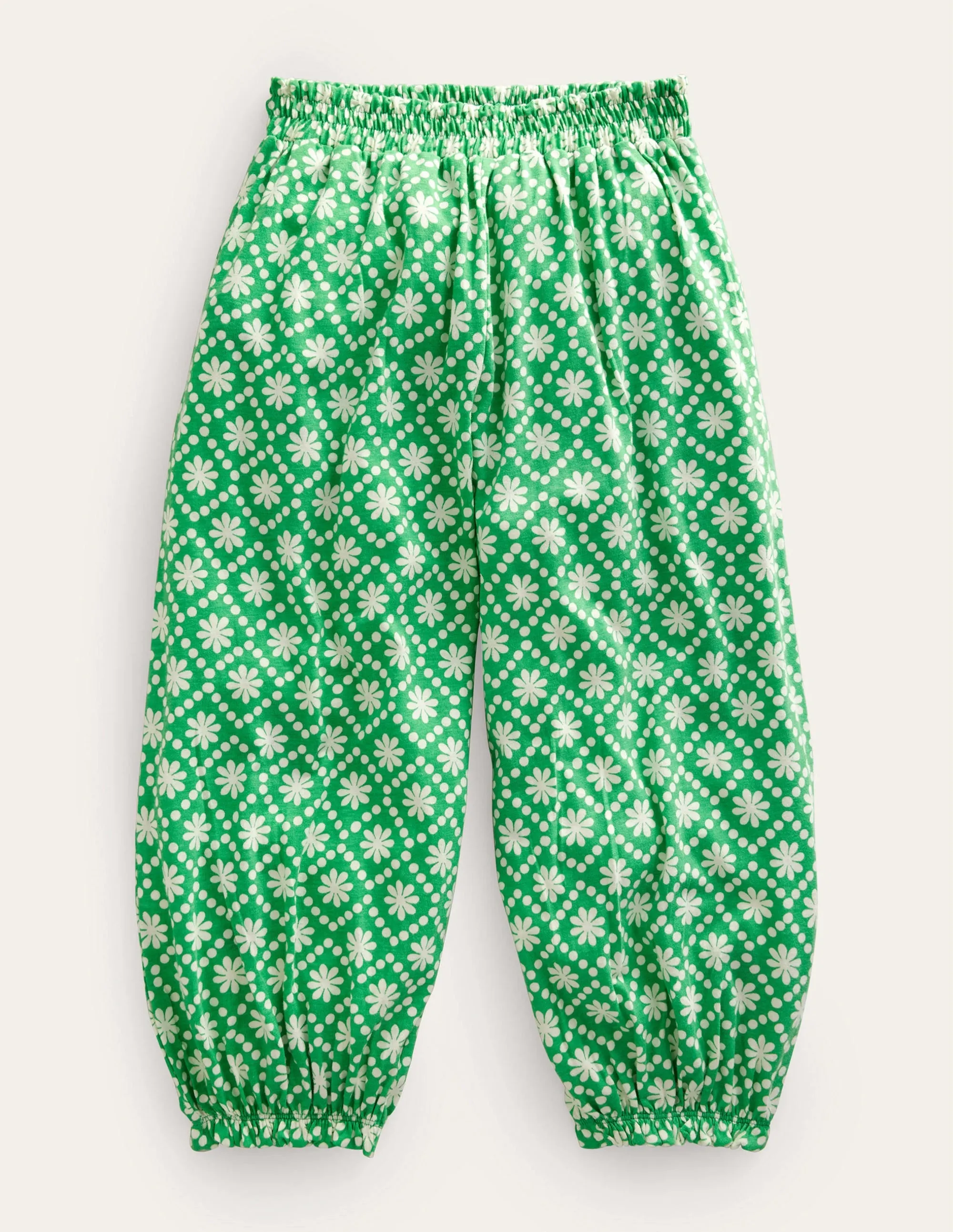 Jersey Harem Trousers-School Green Daisies