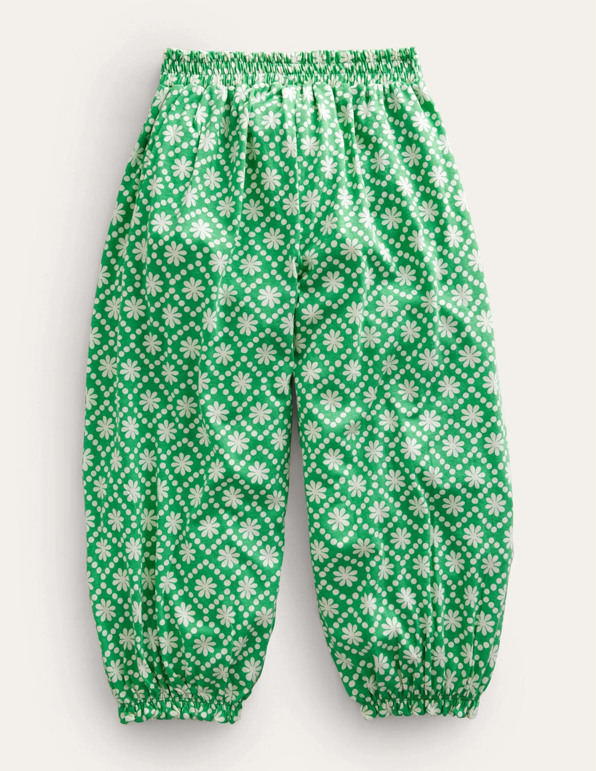 Jersey Harem Trousers-School Green Daisies
