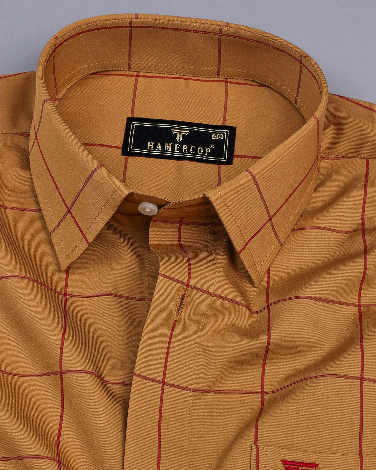 Kamel Brown With Red Check Premium Gizza Shirt