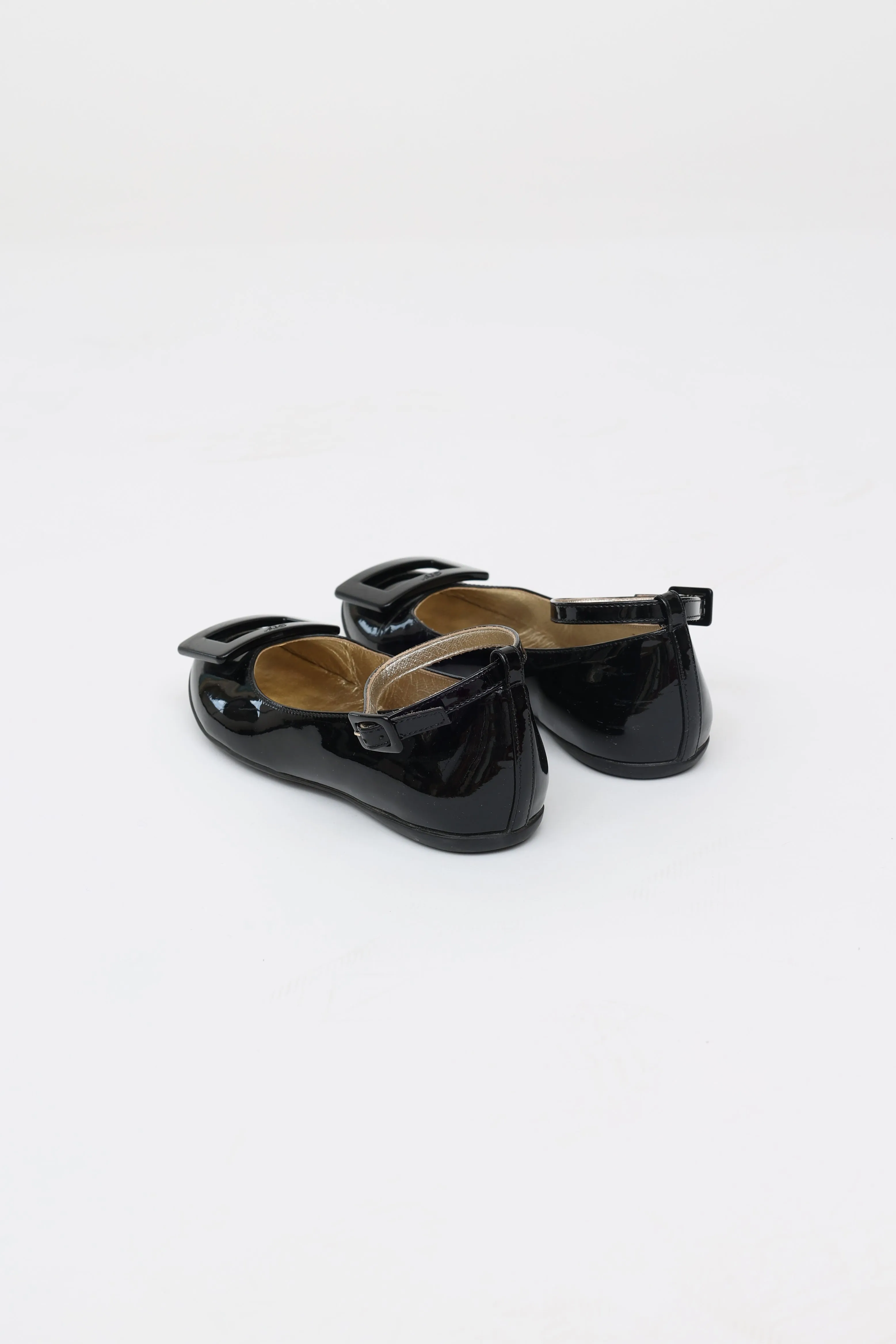 Kids Black Patent Jeune Fille Flat