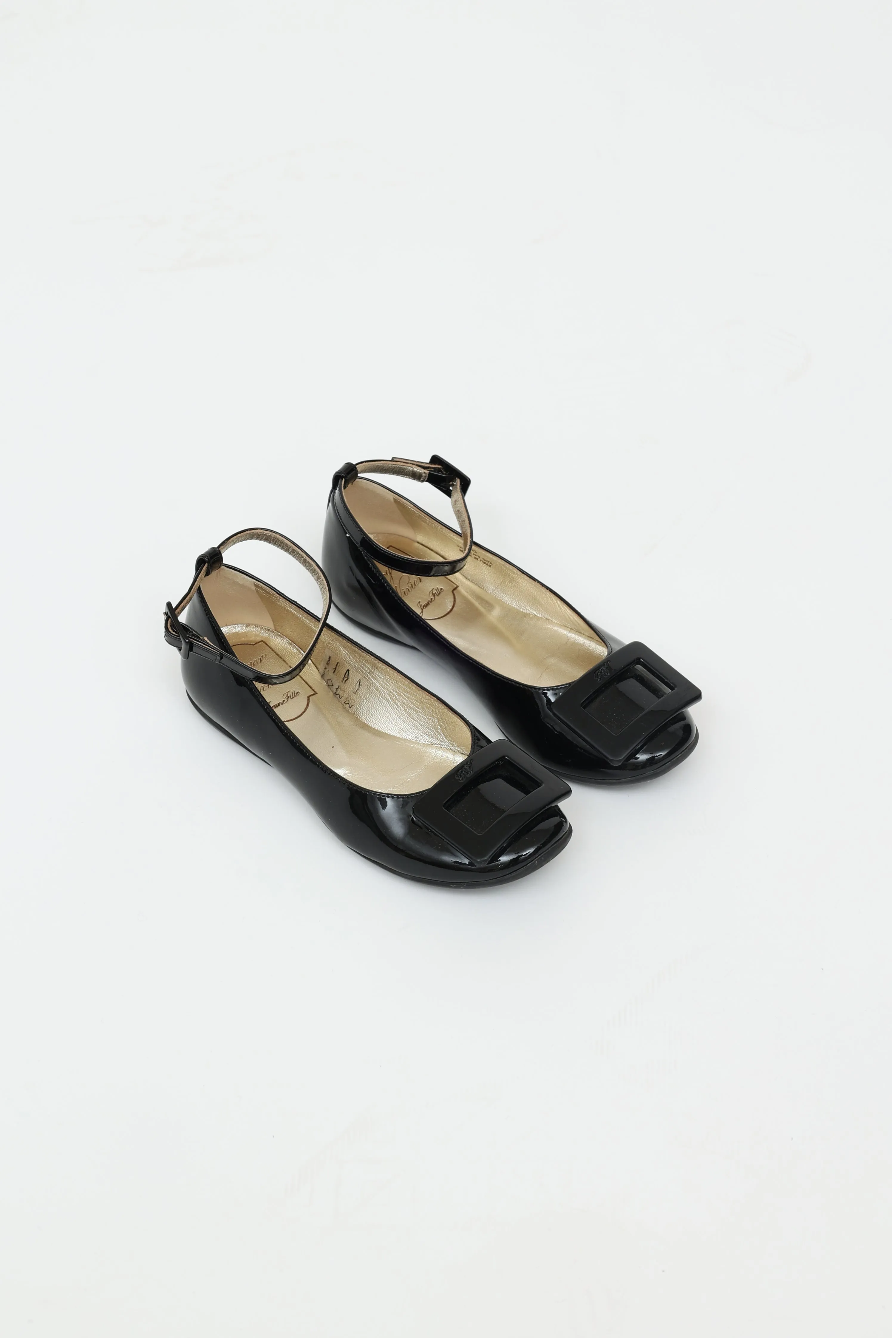Kids Black Patent Jeune Fille Flat