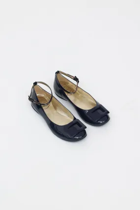 Kids Navy Patent Jeune Fille Flat