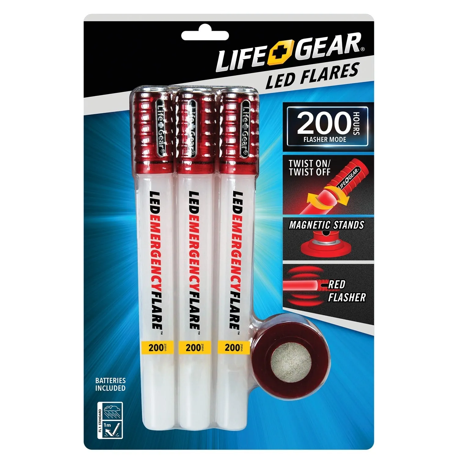 Life Gear WM11-10446-RED LED Emergency Flares, 3 Pack