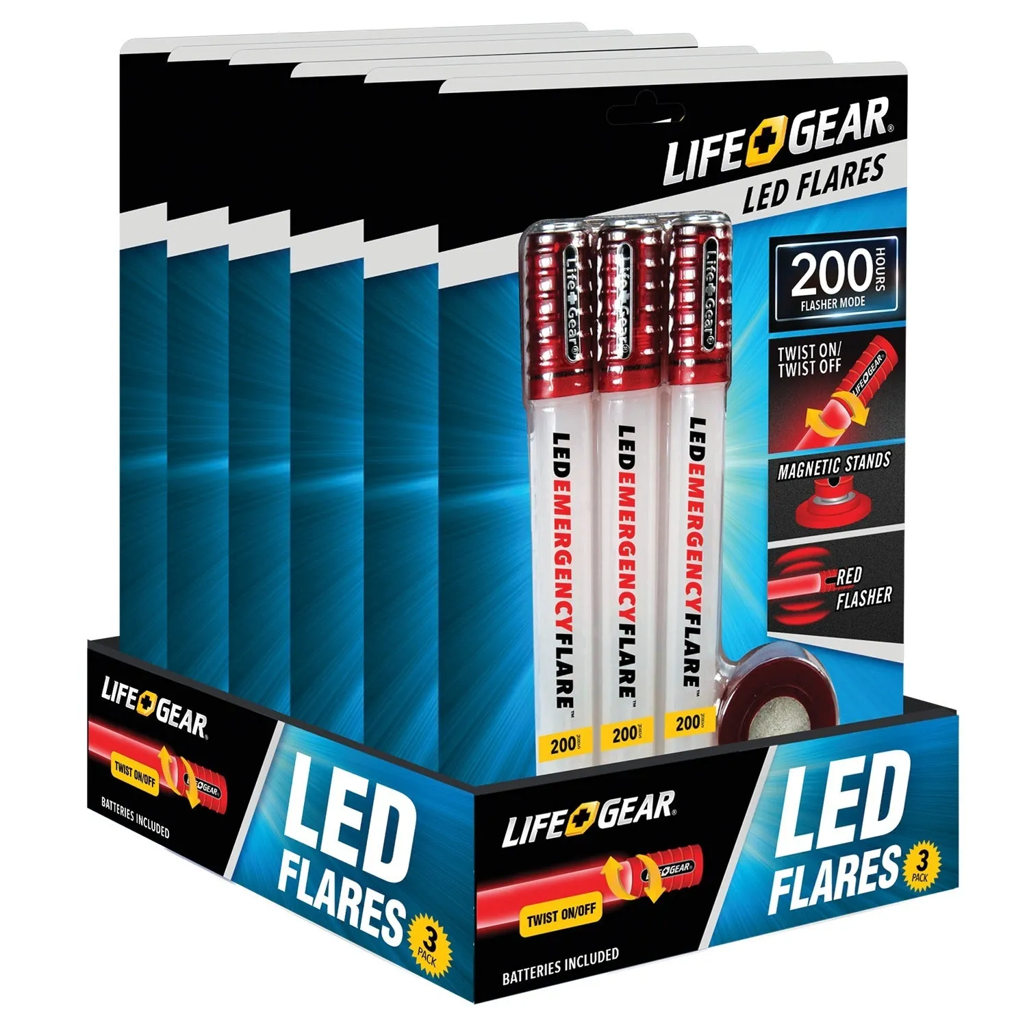 Life Gear WM11-10446-RED LED Emergency Flares, 3 Pack
