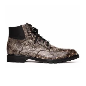 Marco Di Milano Renzo Men's Shoes Stone Black Genuine Ostrich Rugged Boots (MDM1141)