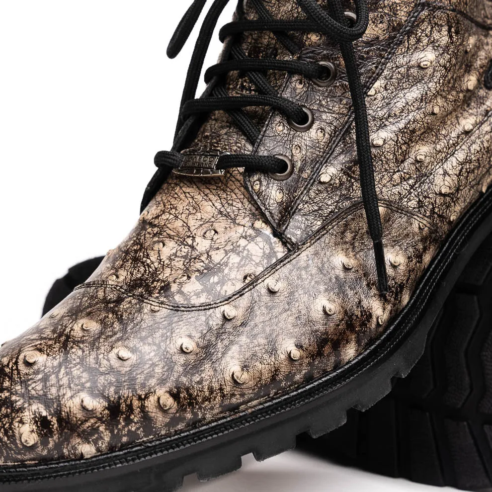 Marco Di Milano Renzo Men's Shoes Stone Black Genuine Ostrich Rugged Boots (MDM1141)