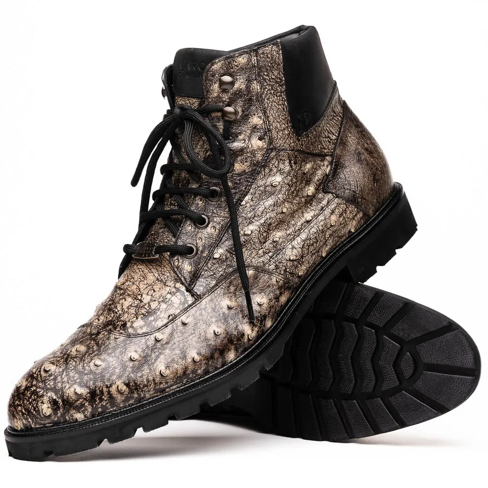 Marco Di Milano Renzo Men's Shoes Stone Black Genuine Ostrich Rugged Boots (MDM1141)