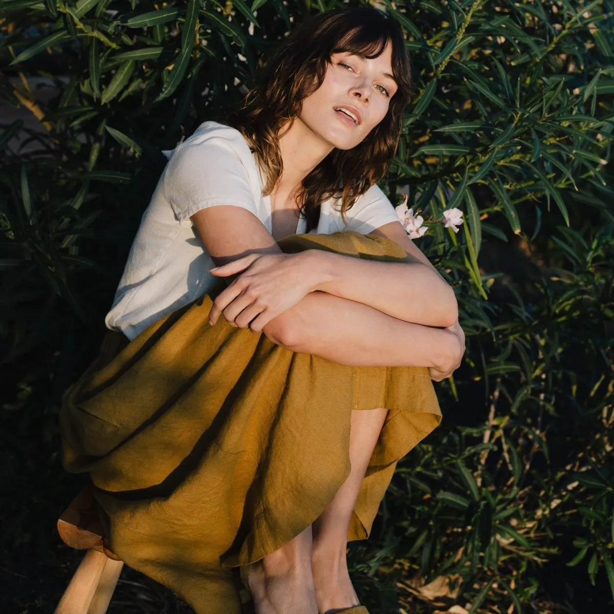 MARSEILLE linen front snap skirt