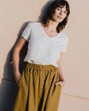 MARSEILLE linen front snap skirt