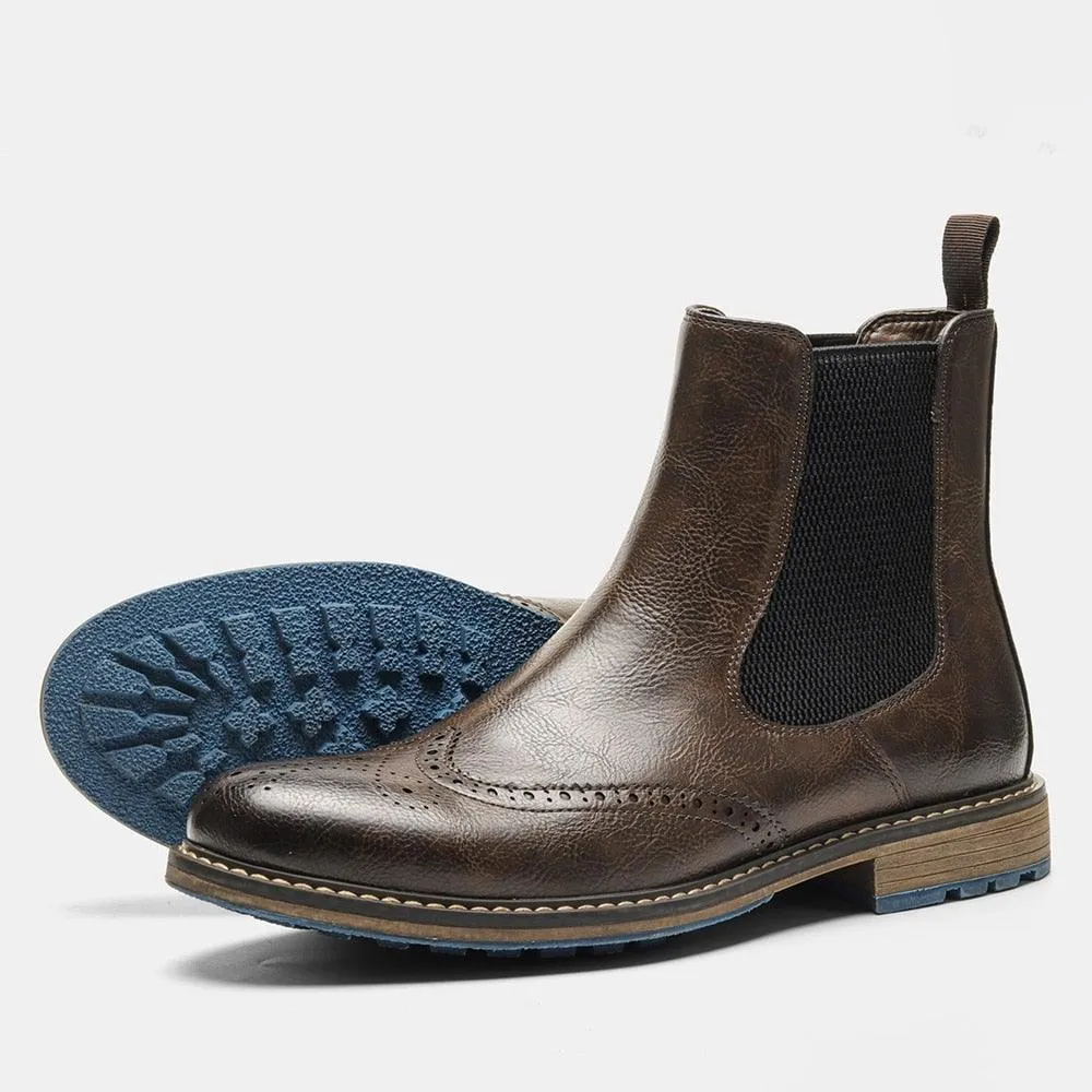 Men's Brogue Ankle High Top Boots