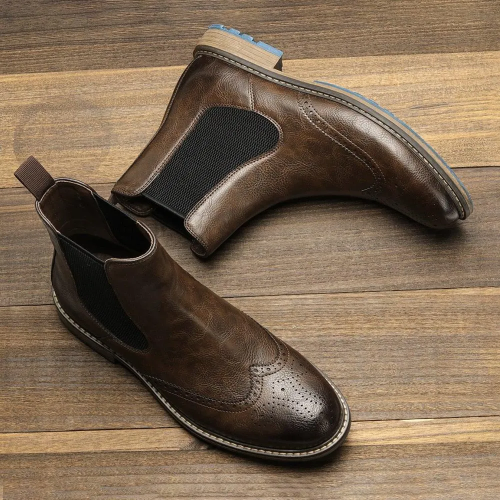 Men's Brogue Ankle High Top Boots