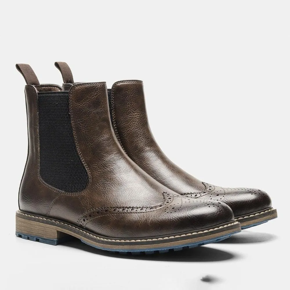 Men's Brogue Ankle High Top Boots