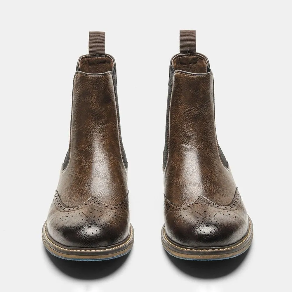 Men's Brogue Ankle High Top Boots