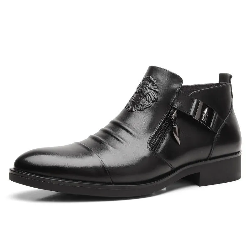Men's Embossed Martin Boots  Dual Side Zipper Trendy Boots!
