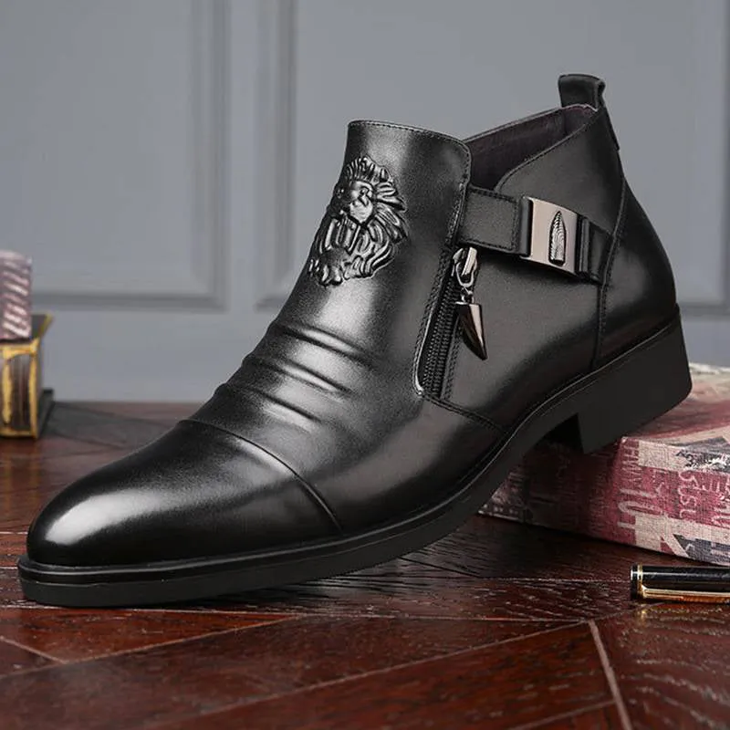Men's Embossed Martin Boots  Dual Side Zipper Trendy Boots!