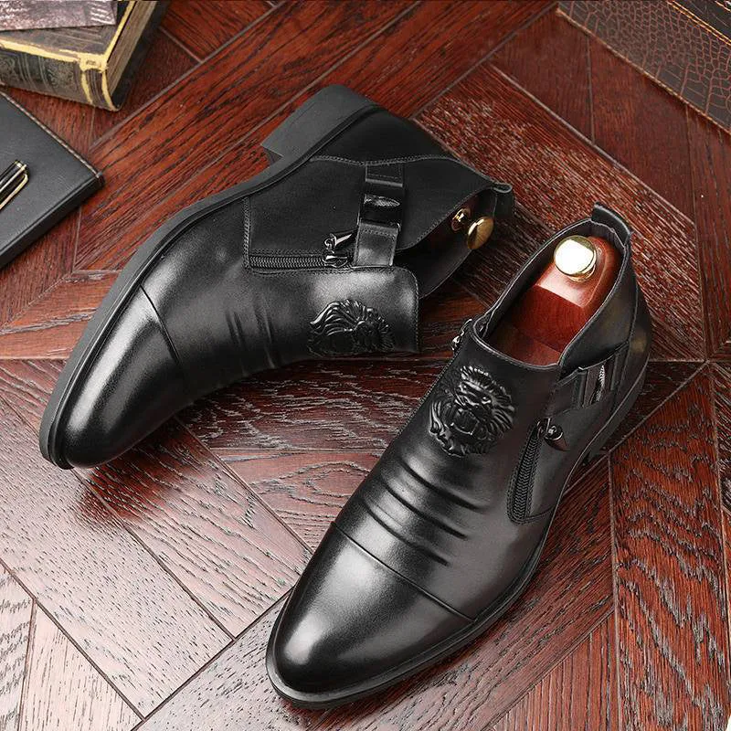 Men's Embossed Martin Boots  Dual Side Zipper Trendy Boots!
