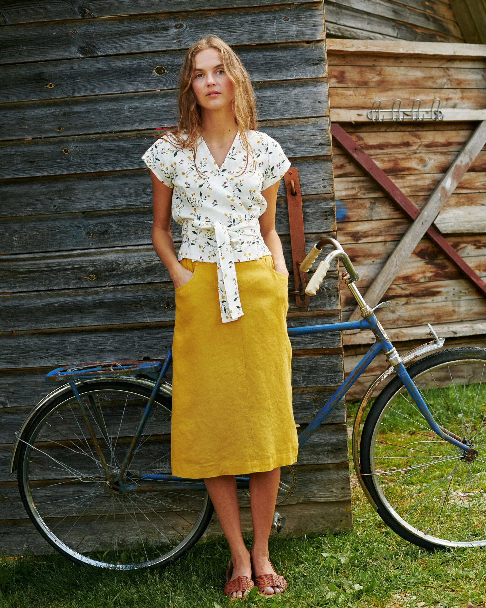R: MATERA linen skirt (Size: S; Color: Admiral Blue)