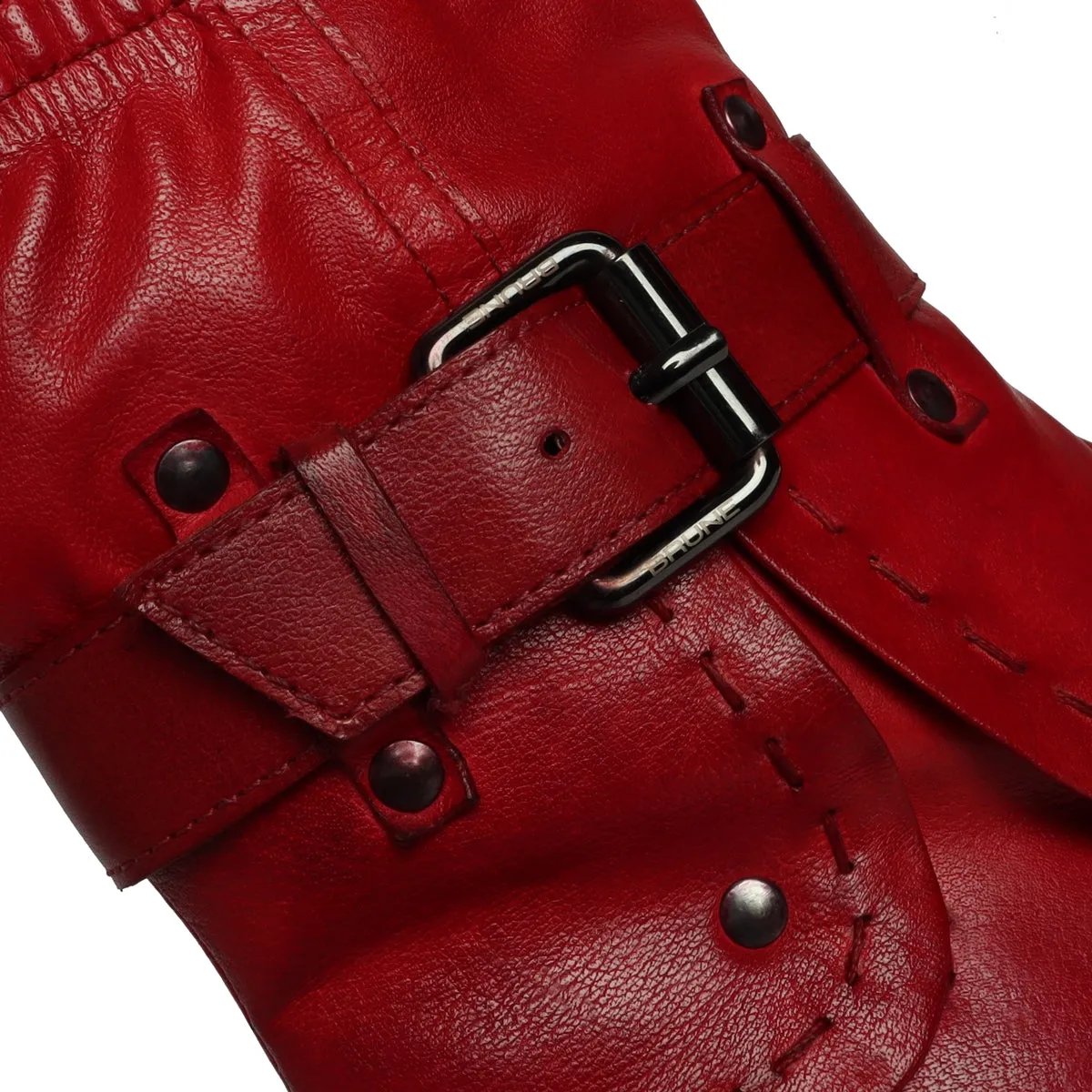 Red Forever Comfort Adjustable Buckle Straps ankle foldable ladies Boots By Brune & Bareskin