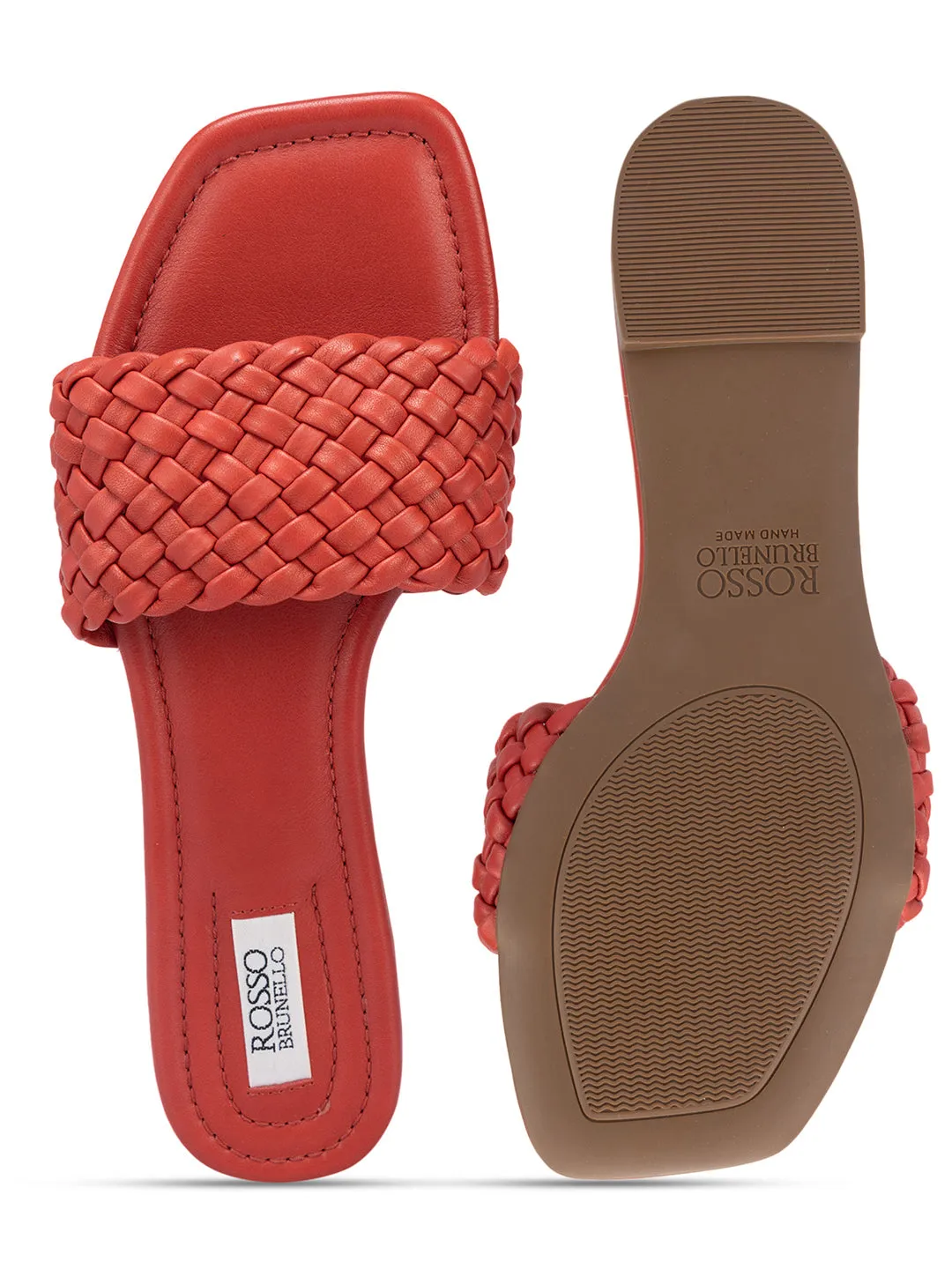 Red Woven Strap Sliders
