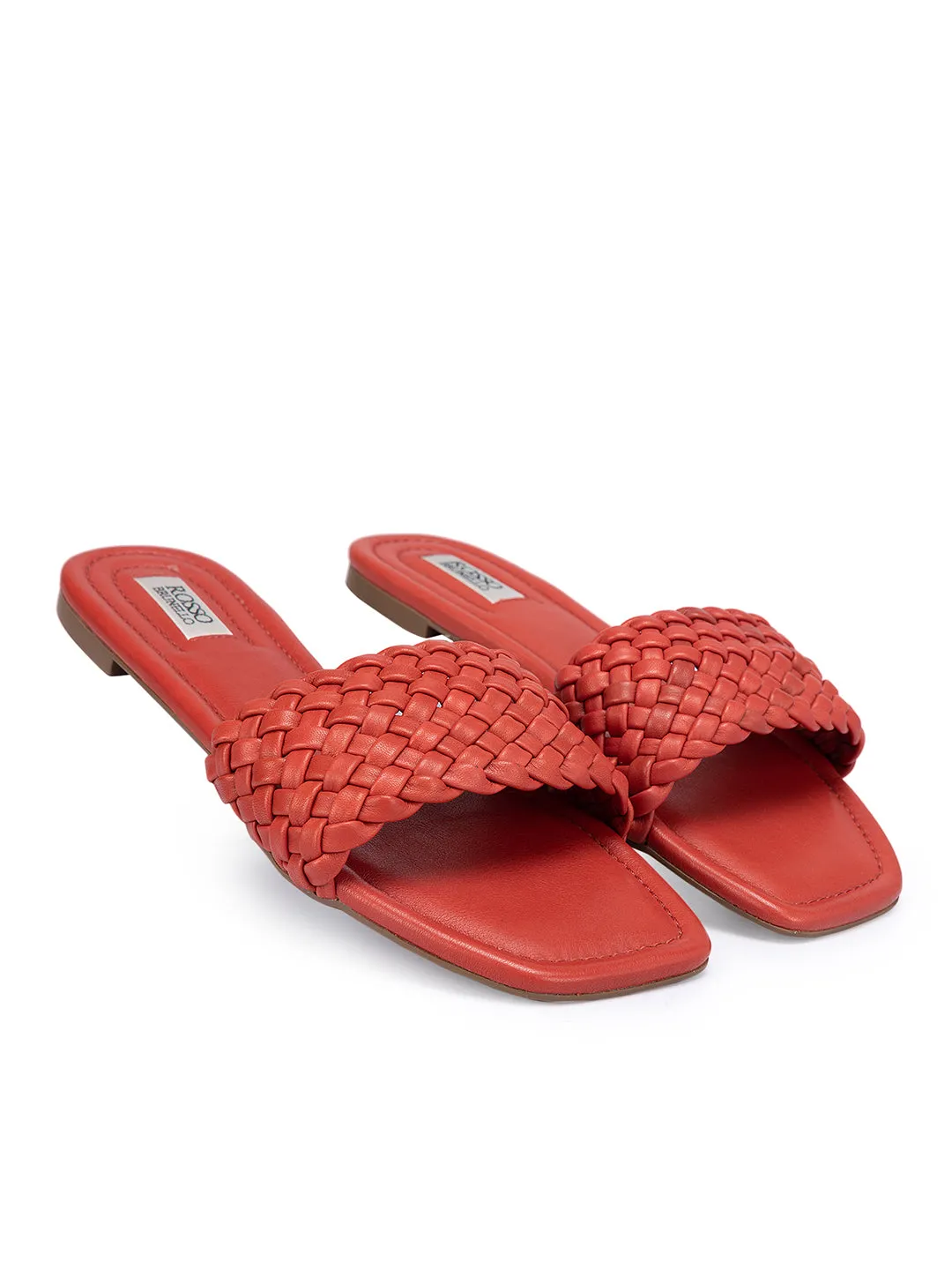 Red Woven Strap Sliders