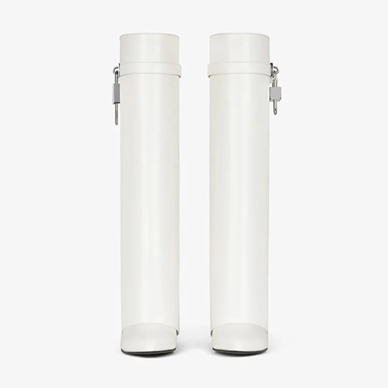 Refined Ivory Calfskin High Boots