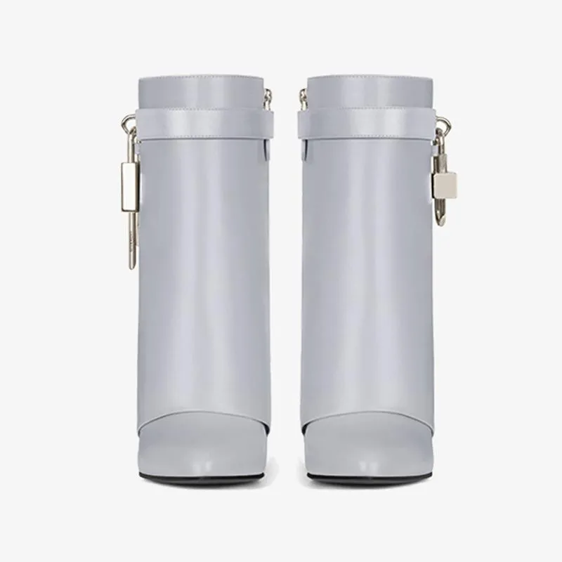 Refined Light Grey Calfskin Ankle Boots