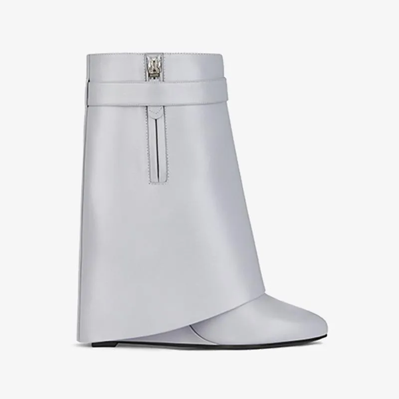 Refined Light Grey Calfskin Ankle Boots