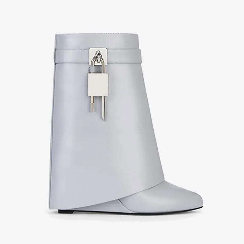 Refined Light Grey Calfskin Ankle Boots