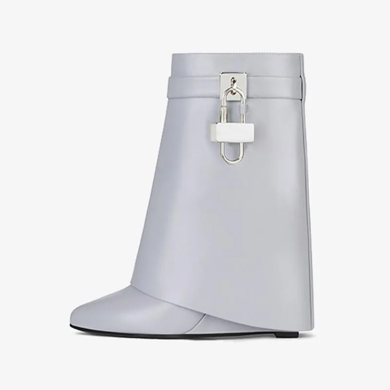 Refined Light Grey Calfskin Ankle Boots