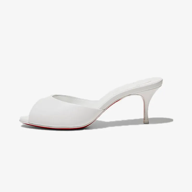 Refined White Leather Peep-Toe Pump
