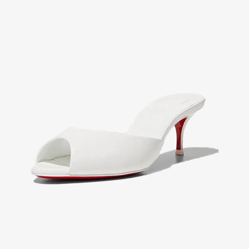Refined White Leather Peep-Toe Pump