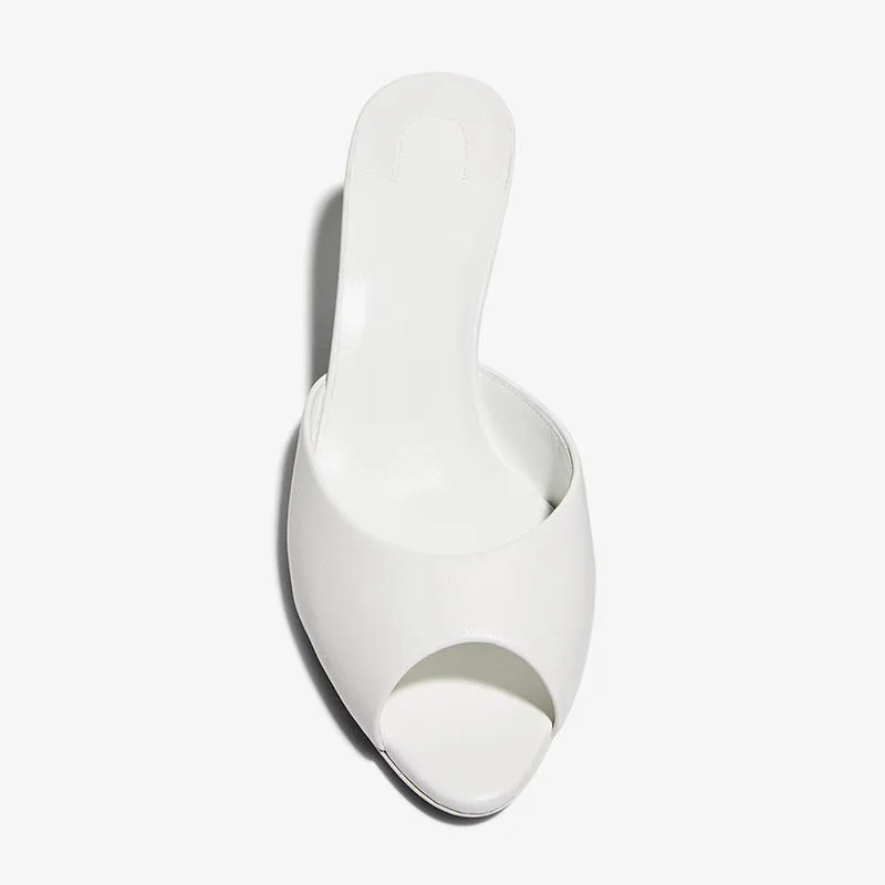 Refined White Leather Peep-Toe Pump