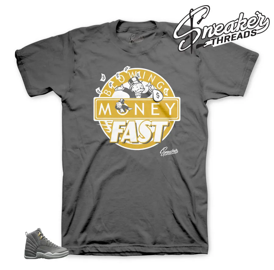 Retro 12 Dark Grey Blowing Money Fast Shirt