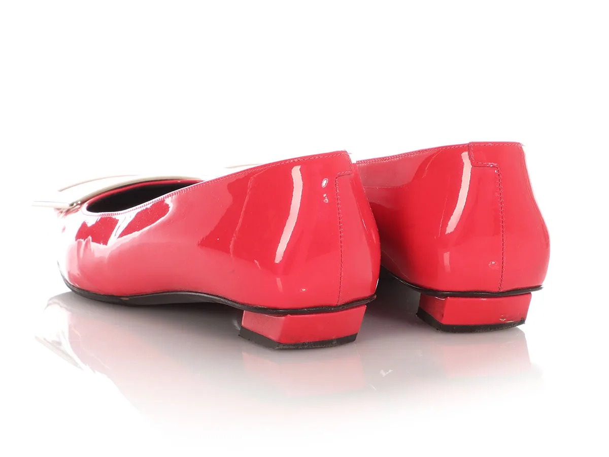 Roger Vivier Hot Pink Patent Buckle Flats