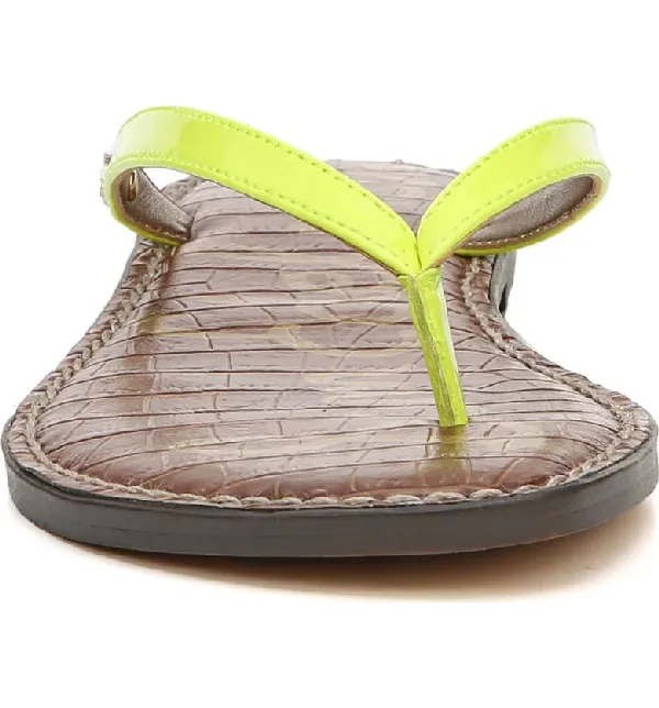 Sam Edelman Gracie Thong Slip On Slide Flat Sandals NEON YELLOW (5.5, NEON YELLOW)
